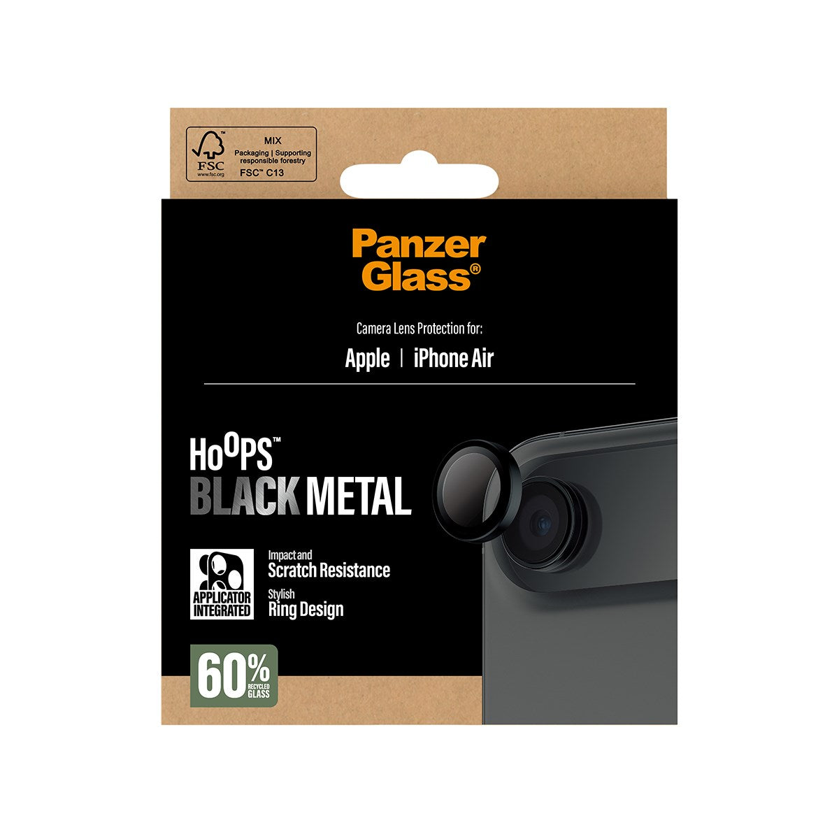 PanzerGlass® Hoops® Kameralinsebeskytter Sort iPhone Air